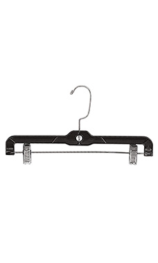 Economy 14 inch Black Plastic Skirt and Pants Hangers - Case of 20