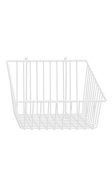 12 x 12 x 8 inch White Mini Wire Grid Basket for Wire Grid with 4 inch Slanted Front Lip