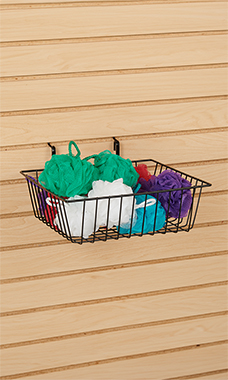 12 x 12 x 4 inch Black Mini Grid Basket for Slatwall & Wire Grid
