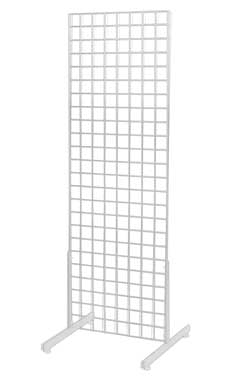 White Retail Standing Grid Screens - 6'