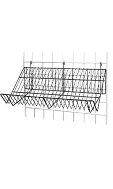24 x 12 x 6 inch Black Downslope Shelf for Wire Grid with 4 inch Slanted Front Lip
