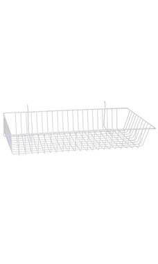 24 x 12 x 4 inch White Mini Wire Grid Basket for Slatwall or Pegboard