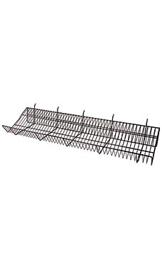 48 x 12 x 6 inch Black Downslope Shelf with 4 Inch Slanted Front Lip for Wire Grid 