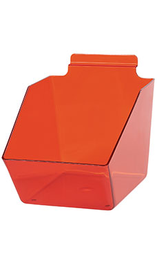 6 x 5 ½ x 7 ½ inch Clear Red Plastic Dump Bin