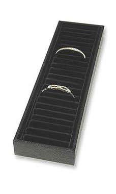 SSWBasics Bracelet Tray Holder - 21 Section Bangle Tray with Black Velvet Inserts