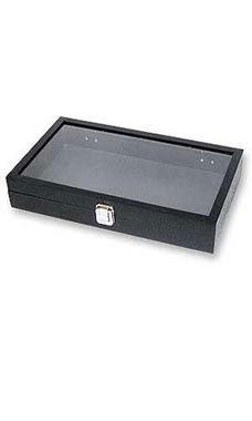JEWELRY TRAY WITH HINGED GLASS LID 