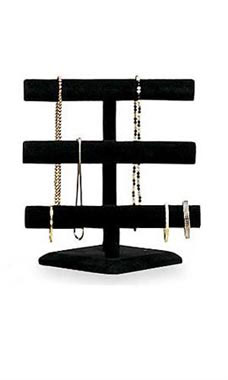 3-Tier Black Velvet Jewelry Displays