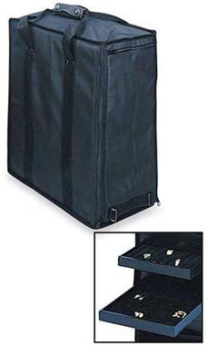 JEWELRY TRAY CARRYING CASE BLACK DISPLAY BAG NYLON HOLDS 12 TRAYS NOT INC 