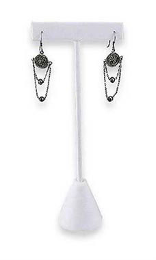 White Faux Leather Earring T-Bar Display