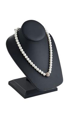 Necklace Jewelry Display with Adjustable Stand White Faux Leatherette