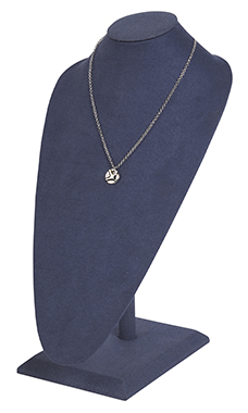 Tall Slate Blue Faux Suede Necklace Display
