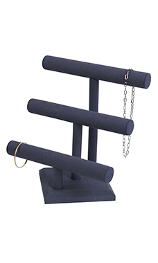 3-Tier Slate Blue Faux Suede Jewelry Display