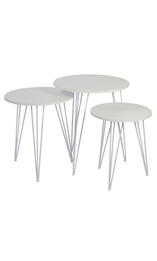Round Nesting White Tables with Tripod Legs