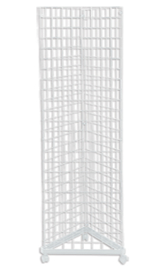 White Triangle Wire Grid Tower with Base and Casters - 6.5'