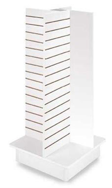 4-Panel Slatwall Tower with Rolling Base- White