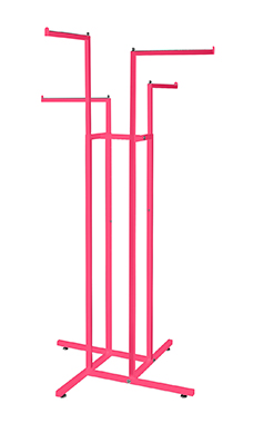 Semi-Custom-Flamingo-Pink-4-Way-Clothing-Rack-with-Straight-Arms