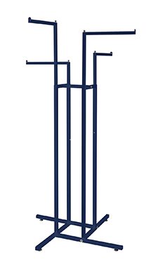 Semi-Custom-Navy-Blue-4-Way-Clothing-Rack-with-Straight-Arms