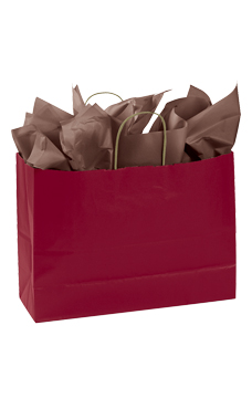 Large Brick Red Paper Shopping Bags - Case of 25