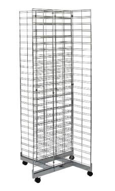 Chrome 4 Way Slat Grid Rack with Base & Casters | Store Supply