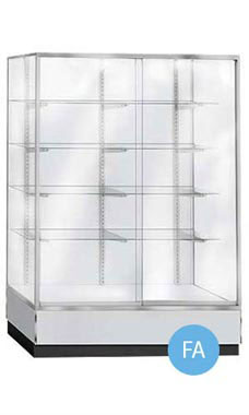 Glass Upright Metal Framed Wall Unit Display Cases - Gray