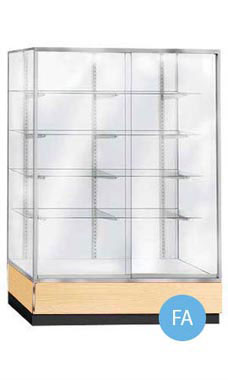 Glass Upright Metal Framed Wall Unit Display Cases - Maple