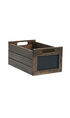 Small Dark Oak Wood Chalkboard Crate