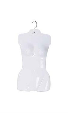 Molded Woman's Shirt Torso Form Fits 5 to 10 Hanging Female Mannequin White 