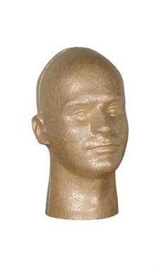 Male Suntan Styrofoam Mannequin Head - 11 1/2 inch Height - Beauty Supply Standard, Size: 11½” Height, Beige