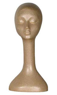 Head Form Styrofoam Female Mannequins - Suntan