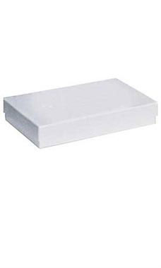 5 ¼ x 3 ¾ x ⅞ inch White Embossed Cotton Filled Jewelry Boxes
