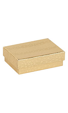 3 1/16 x 2 1/8 x 1 inch Gold Embossed Cotton Filled Jewelry Boxes