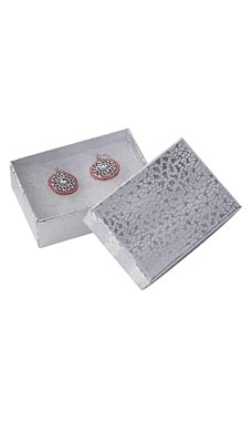 3 1/16 x 2 1/8 x 1 inch Cotton Filled Silver Embossed Jewelry Boxes