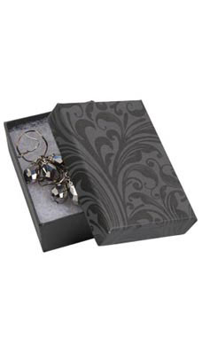 3 1/16 x 2 1/8 x 1 inch Cotton Filled Elegant Swirl Jewelry Boxes