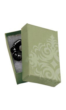 Sage Damask Jewelry Box with Cotton 2½"  x 1½"  x ⅞”