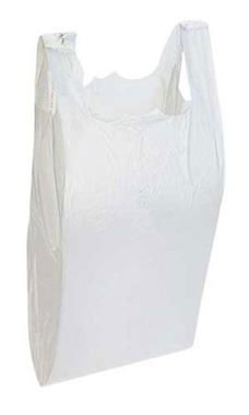 White 8" x 5" x 16" Plastic T-Shirt Bags with Handles