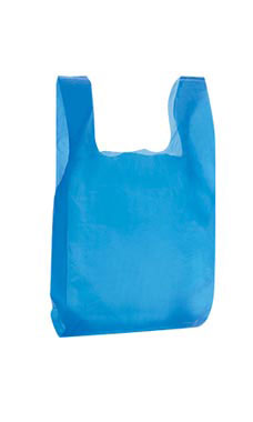 Blue 8" x 5" x 16" Plastic T-Shirt Bags with Handles