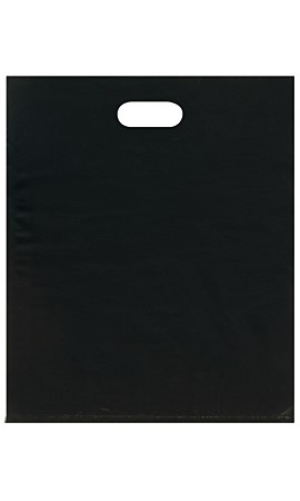 Low-Density Black Plastic Merchandise Bags - 15" x 18" x 4"