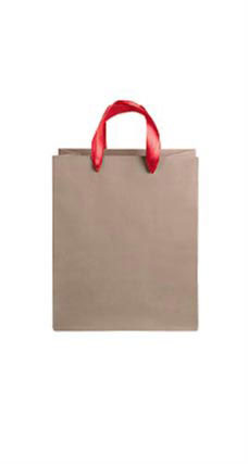 Medium Kraft Premium Folded Top Paper Bags Red Ribbon Handles