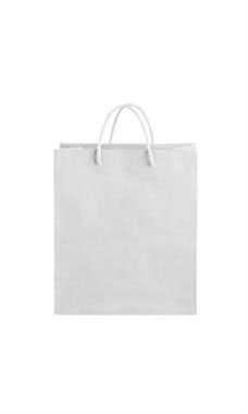 Medium White on Kraft Premium Folded Top Paper Bags White Rope Handles
