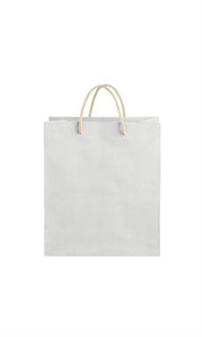 Medium White on Kraft Premium Folded Top Paper Bags Ivory Rope Handles