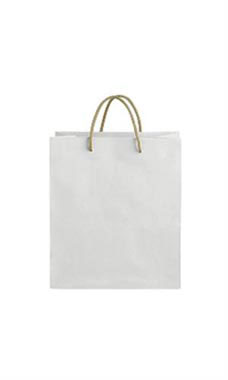 Medium White on Kraft Premium Folded Top Paper Bags Gold Rope Handles
