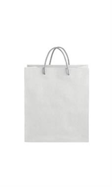 Medium White on Kraft Premium Folded Top Paper Bags Silver Rope Handles