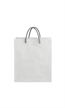 Medium White on Kraft Premium Folded Top Paper Bags Dark Gray Rope Handles