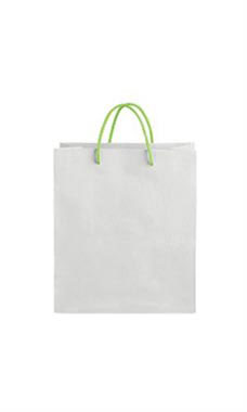 Medium White on Kraft Premium Folded Top Paper Bags Neon Green Rope Handles