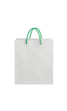 Medium White on Kraft Premium Folded Top Paper Bags Kelly Green Rope Handles
