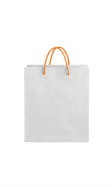 Medium White on Kraft Premium Folded Top Paper Bags Orange Rope Handles