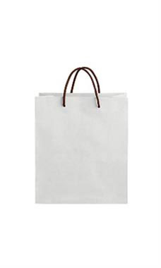 Medium White on Kraft Premium Folded Top Paper Bags Brown Rope Handles