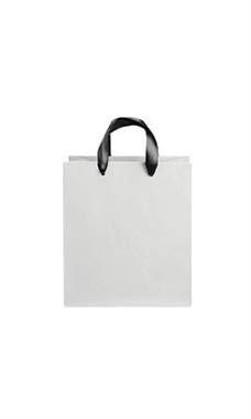 Medium White on Kraft Premium Folded Top Paper Bags Black Ribbon Handles