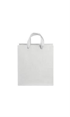 Medium White on Kraft Premium Folded Top Paper Bags White Ribbon Handles