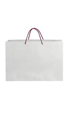 Large White on Kraft Premium Folded Top Paper Bags Maroon Rope Handles